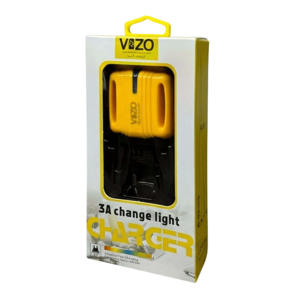 Vizo 3A Color Changing Light Charger – Dual Port Fast Charging with Free Micro USB Cable | Pakistan Image 3