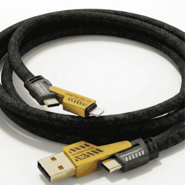 V999 4 in 1 Cable – 160 Copper Original Core, 27W to 65W Fast Charging Support | 1 1 Meter Multi Device Solution for iPhone & Type C